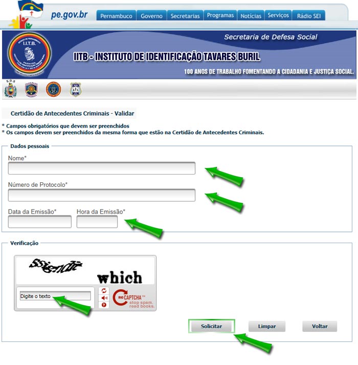 Ficha Criminal, Como Consultar Online pela Internet