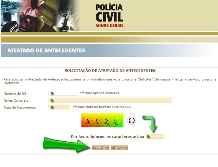 Tirar atestado de antecedentes criminais online - Certidão antecedentes  estadual
